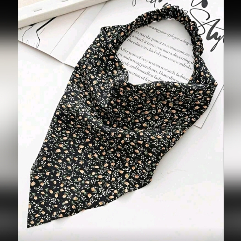 Ditsy Floral Boho Earthtone Colors Lightweight Bandana Scarves Set Of 5 - Picture 6 of 7